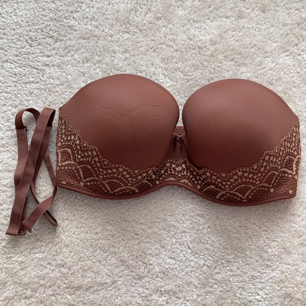 Cacique Boost Multi-Way Strapless Bra Elegant Brown Lace